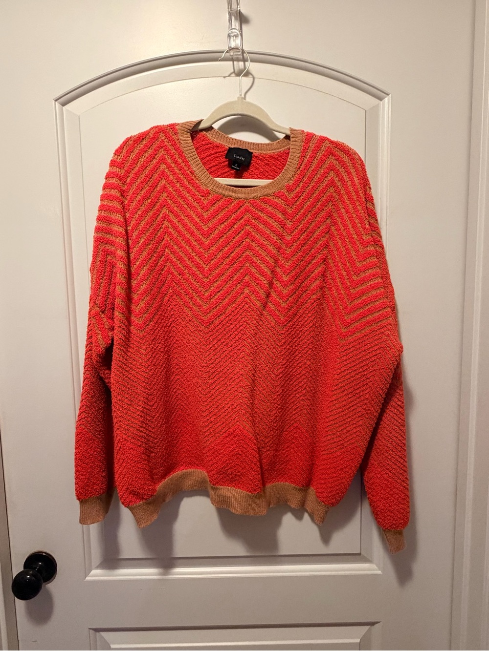 Vici Cozy Chevron Textured Orange Crewneck Sweater - Women